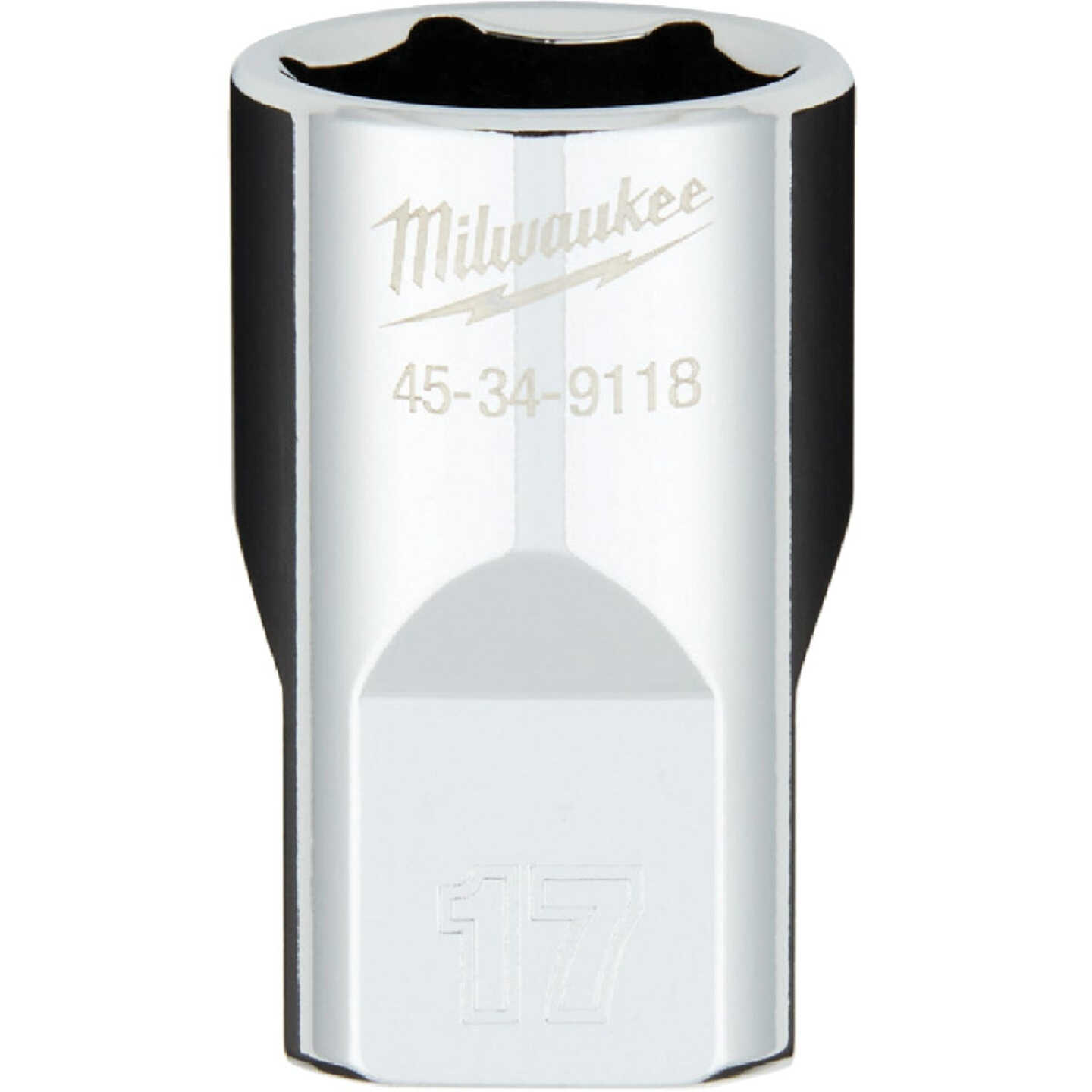Milwaukee 1/2 In. Drive 17 mm 6-Point Shallow Metric Socket with FOUR FLAT Sides Image 1