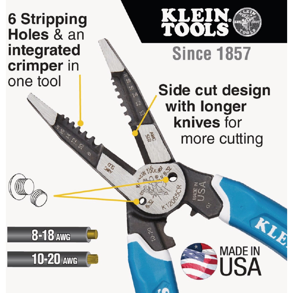 Klein-Kurve 8 In. Heavy-Duty Wire Stripper/Crimper Multi Tool Image 2