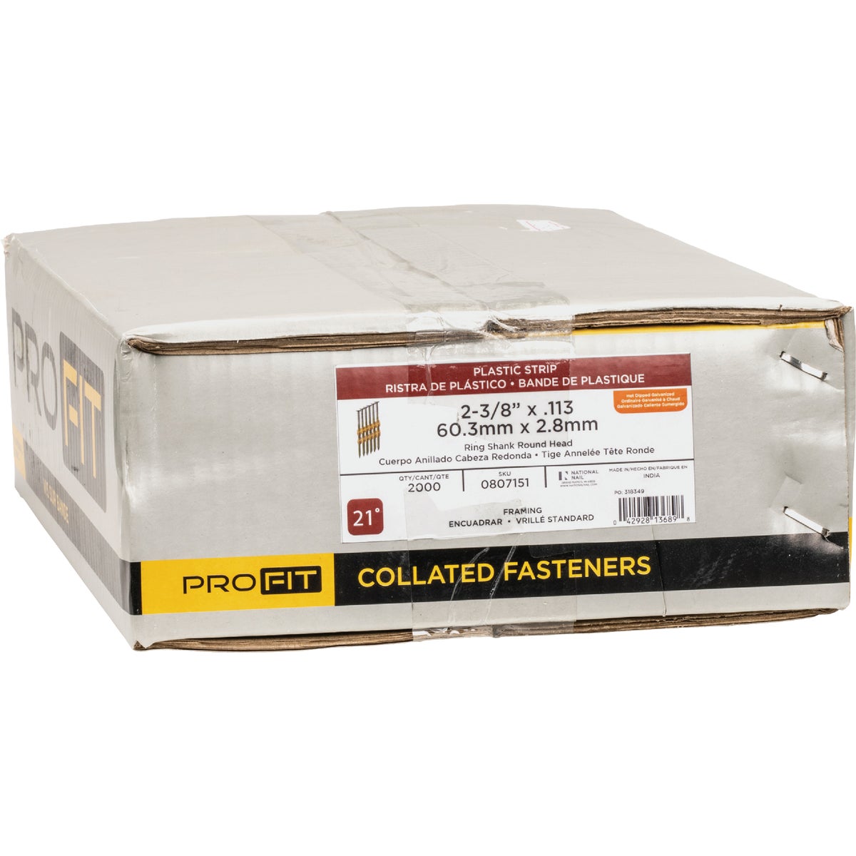 Pro-Fit 2-3/8 In. x 0.113 In. 21 Degree Plastic Strip Ring Shank Round Head Hot Dipped Galvanized Framing Stick Nails (2000 Ct.) Image 2