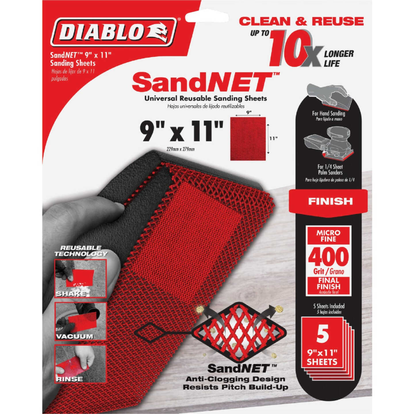 Diablo SandNet 9 In. x 11 In. 400 Grit Micro Fine Reusable Sandpaper (5-Pack) Image 1