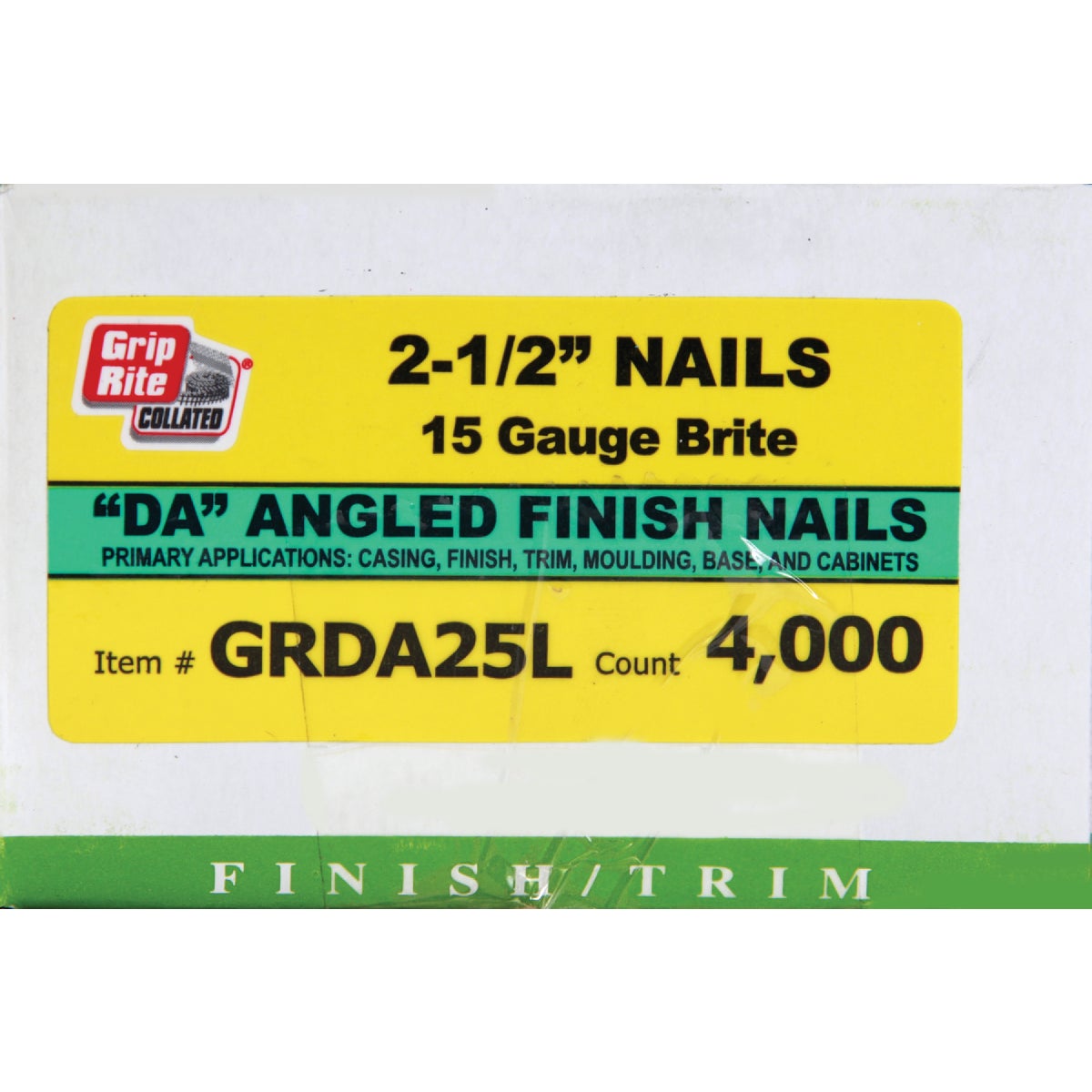 Grip-Rite 15-Gauge Bright 34 Degree DA-Style Angled Finish Nail, 2-1/2 In. (4000 Ct.) Image 1