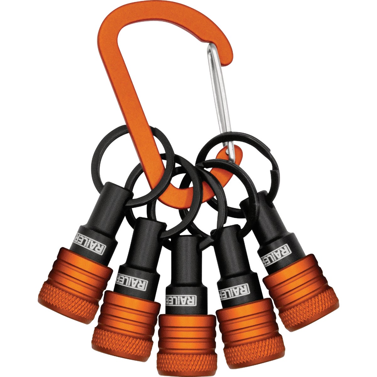 Railer Bit Holder Keychain with (5) Orange Hex Shank Bit Holders