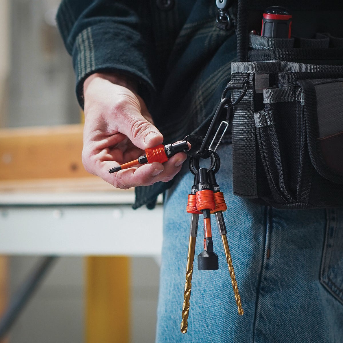 Railer Bit Holder Keychain with (5) Orange Hex Shank Bit Holders Image 5