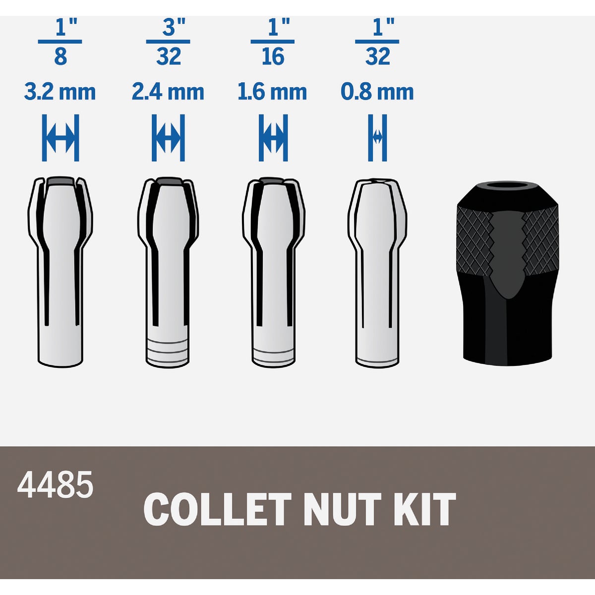 Dremel Quick Change Rotary Tool Collet Nut Set Image 4