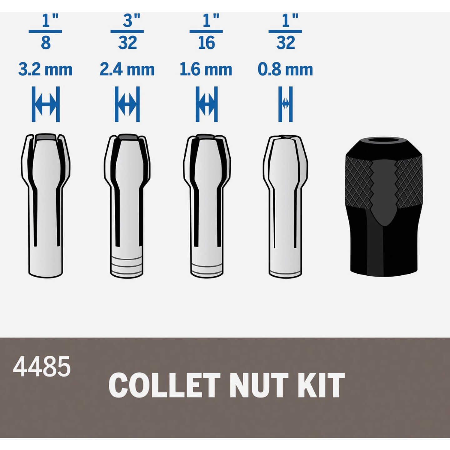Dremel Quick Change Rotary Tool Collet Nut Set Image 4