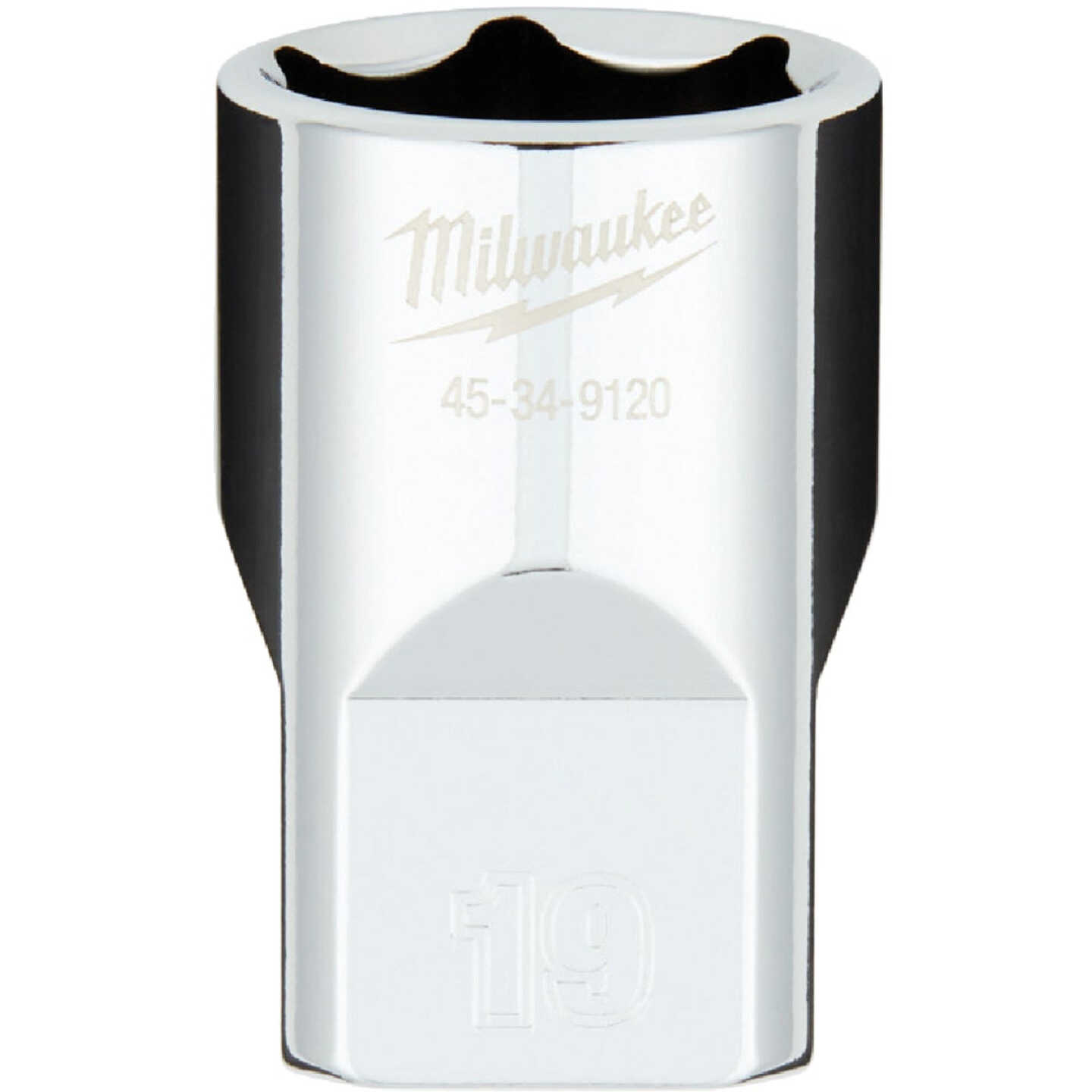 Milwaukee 1/2 In. Drive 19 mm 6-Point Shallow Metric Socket with FOUR FLAT Sides Image 1