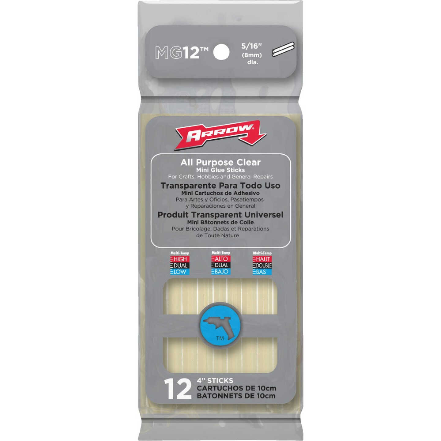 Arrow 4 In. Mini Clear Hot Melt Glue (12-Pack) Image 1