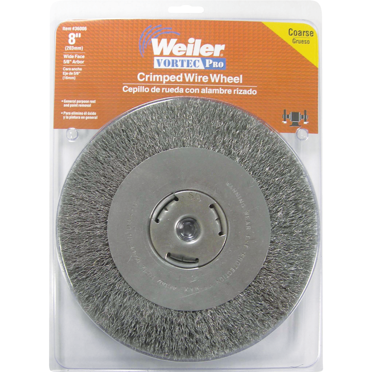 Weiler Vortec 8 In. Crimped Bench Grinder Wire Wheel Image 2