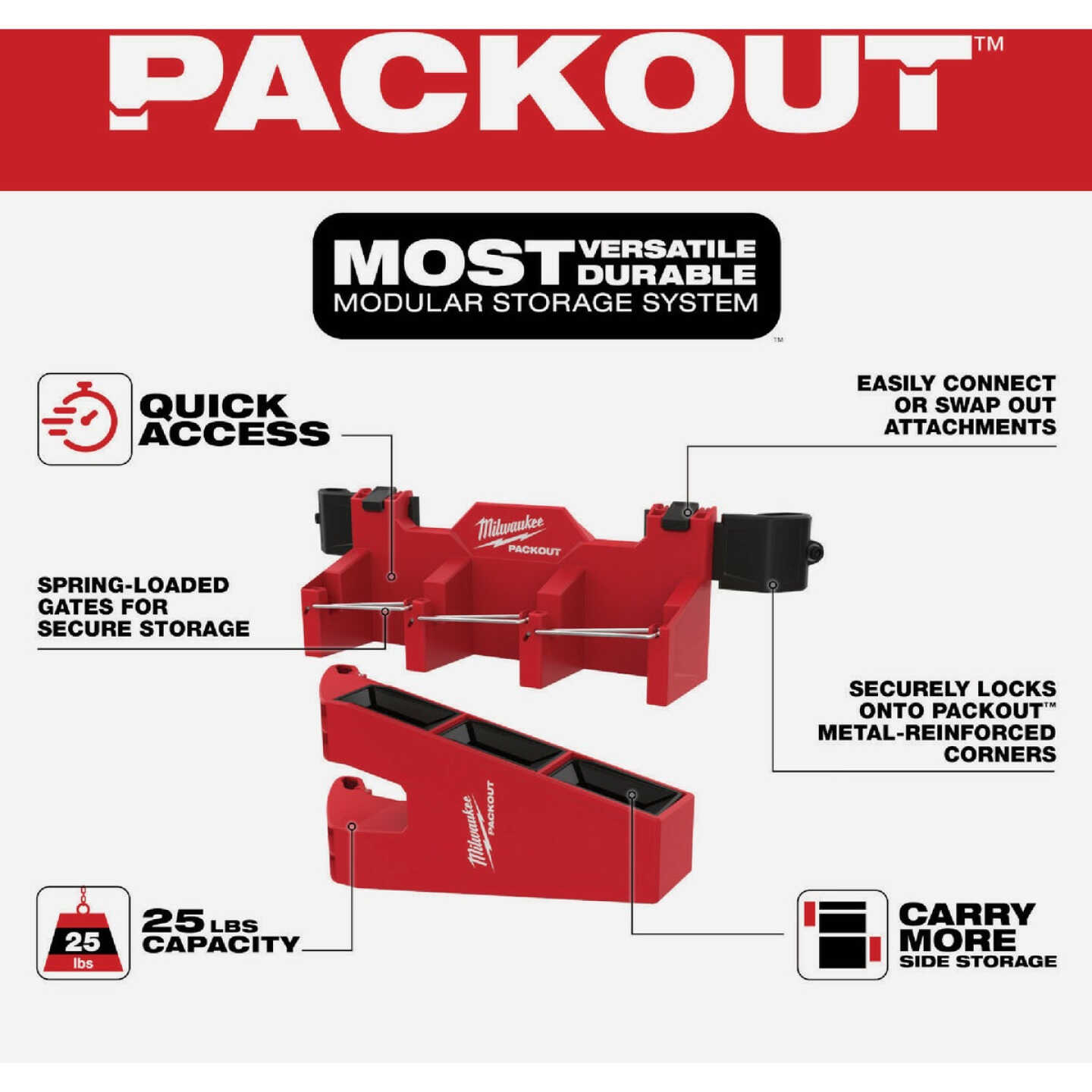 Milwaukee PACKOUT Tool Box Long Tool Holder Attachment Image 2