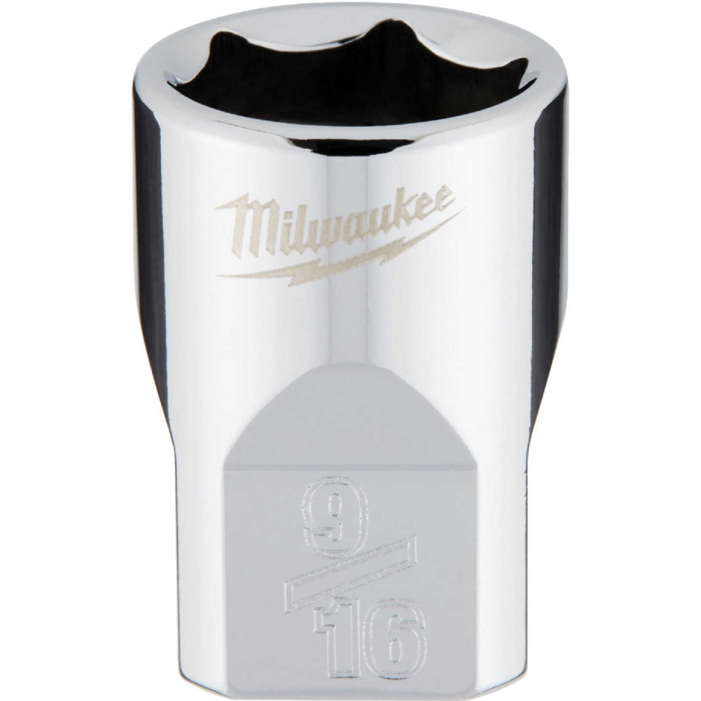 Milwaukee 3/8 In. Drive 9/16 In. 6-Point Shallow Standard Socket with FOUR FLAT Sides Image 1