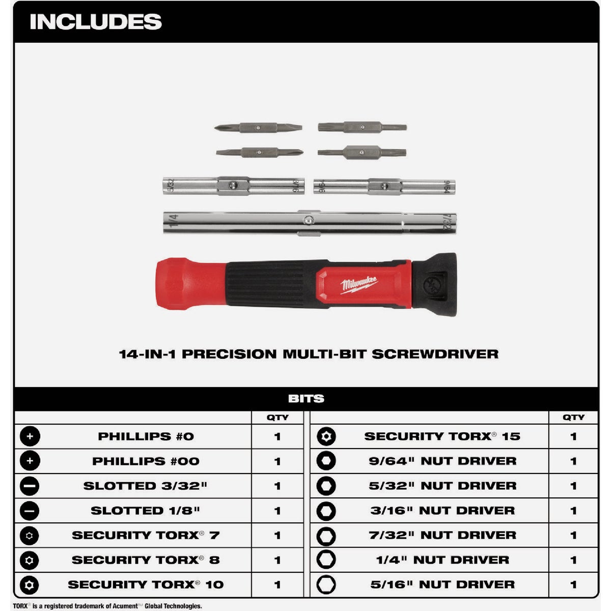 Milwaukee 14-In-1 Precision Multi-Bit Screwdriver Image 2
