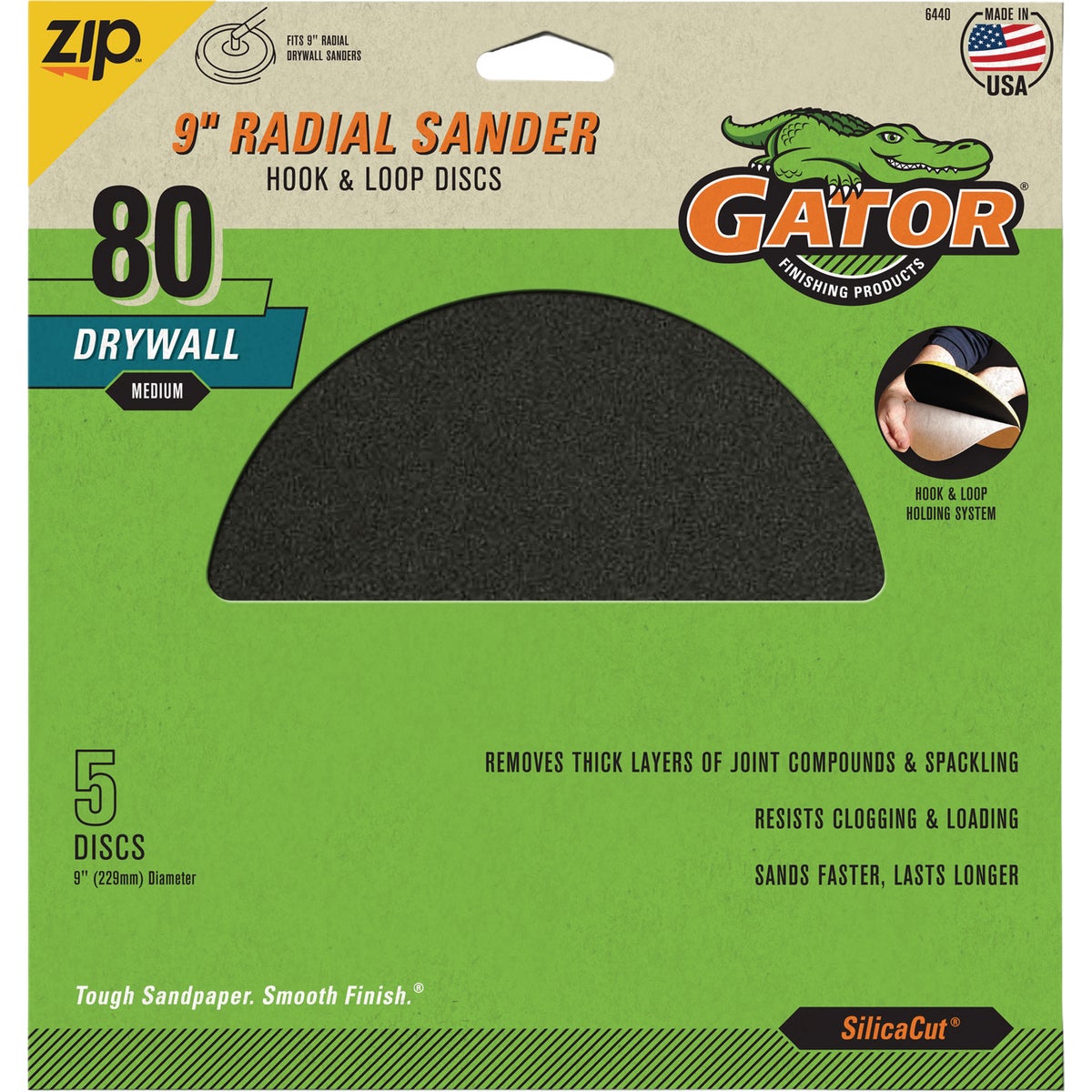 Gator SilicaCut 9 In. 220-Grit Hook & Loop Drywall Sanding Disc (5-Pack)