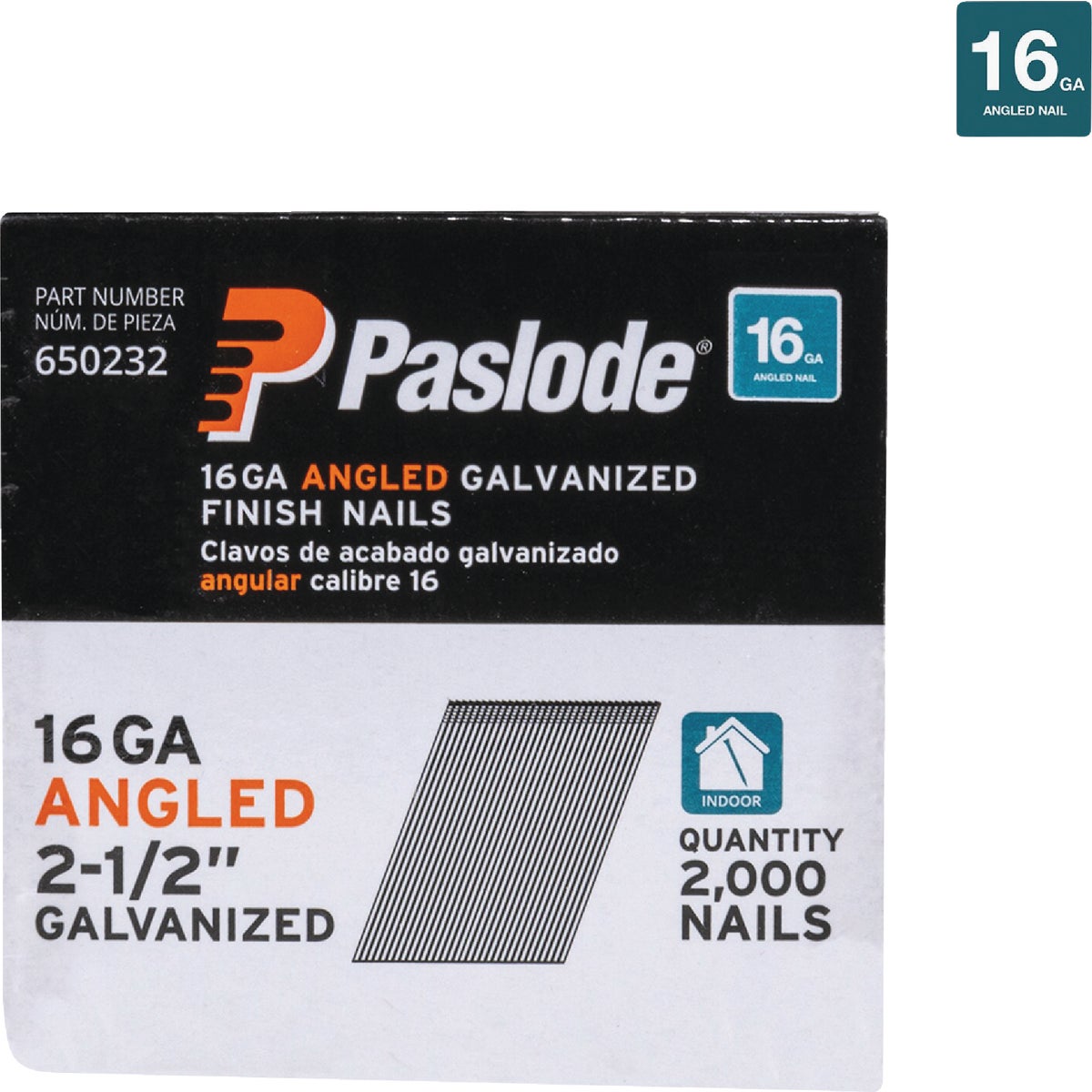 Paslode 2-1/2 In. 16-Gauge 20 Degree Galvanized Angled Finish Nails (2000 Ct.) Image 1