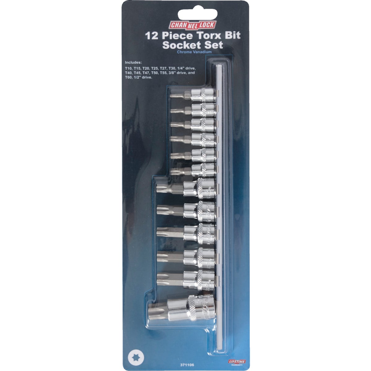 Channellock 1/4 In., 3/8 In., 1/2 In. Drive 6-Point Torx Bit Socket Set (12-Piece) Image 3