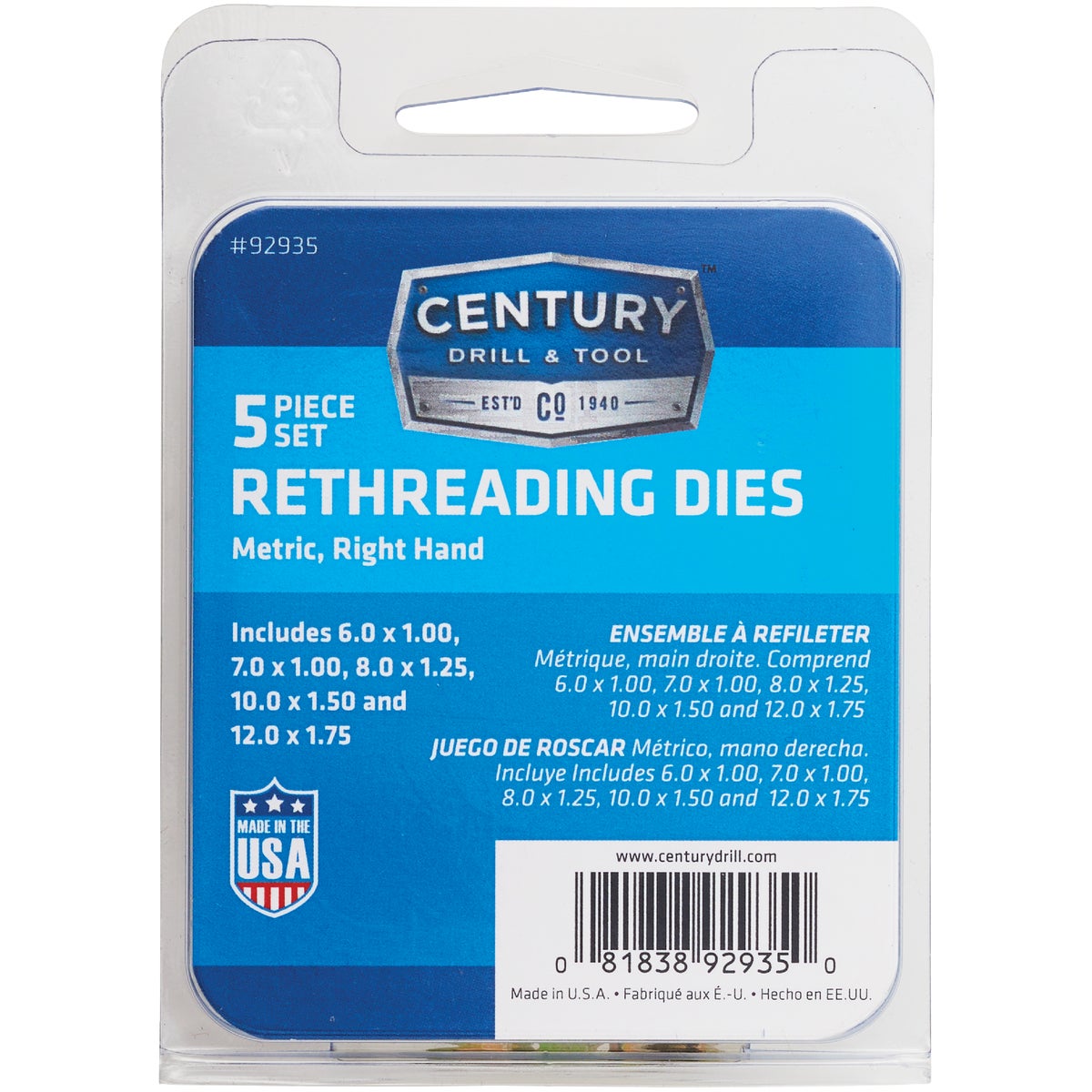 Century Drill & Tool Die Metric Rethreading Set (5-Piece)