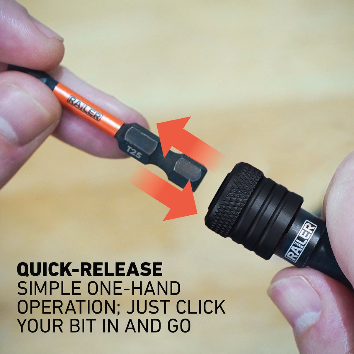 Railer Bit Holder Keychain with (5) Black Hex Shank Bit Holders Image 4