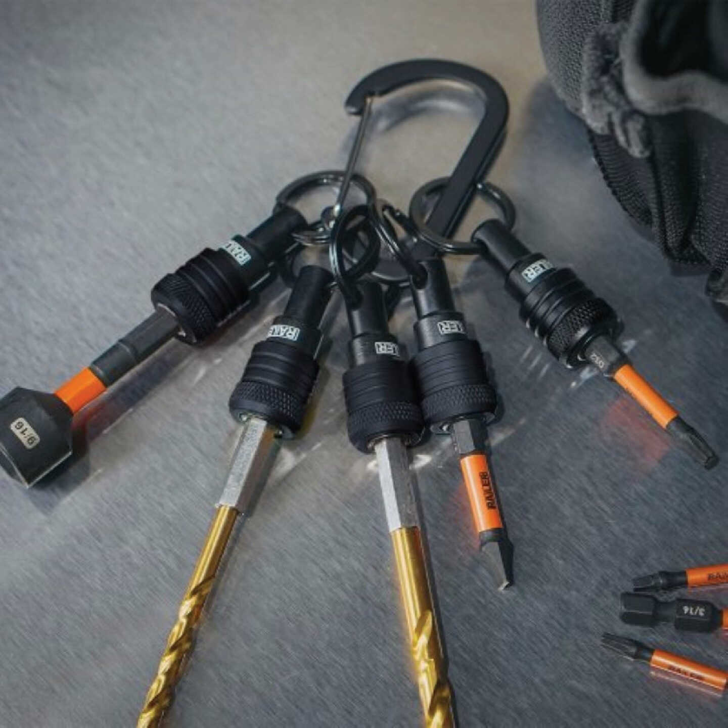 Railer Bit Holder Keychain with (5) Black Hex Shank Bit Holders Image 6
