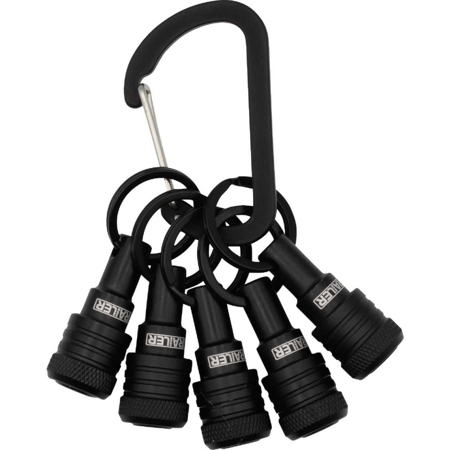 Railer Bit Holder Keychain with (5) Black Hex Shank Bit Holders Image 1