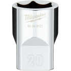 Milwaukee 1/2 In. Drive 20 mm 6-Point Shallow Metric Socket with FOUR FLAT Sides Image 1