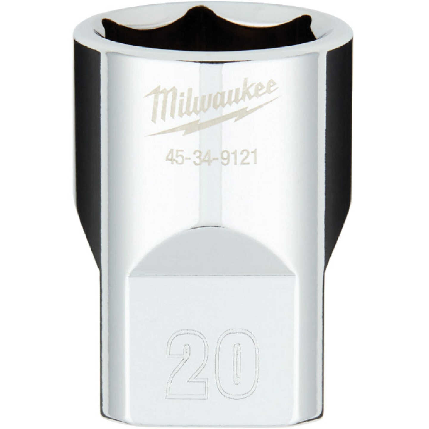 Milwaukee 1/2 In. Drive 20 mm 6-Point Shallow Metric Socket with FOUR FLAT Sides Image 1