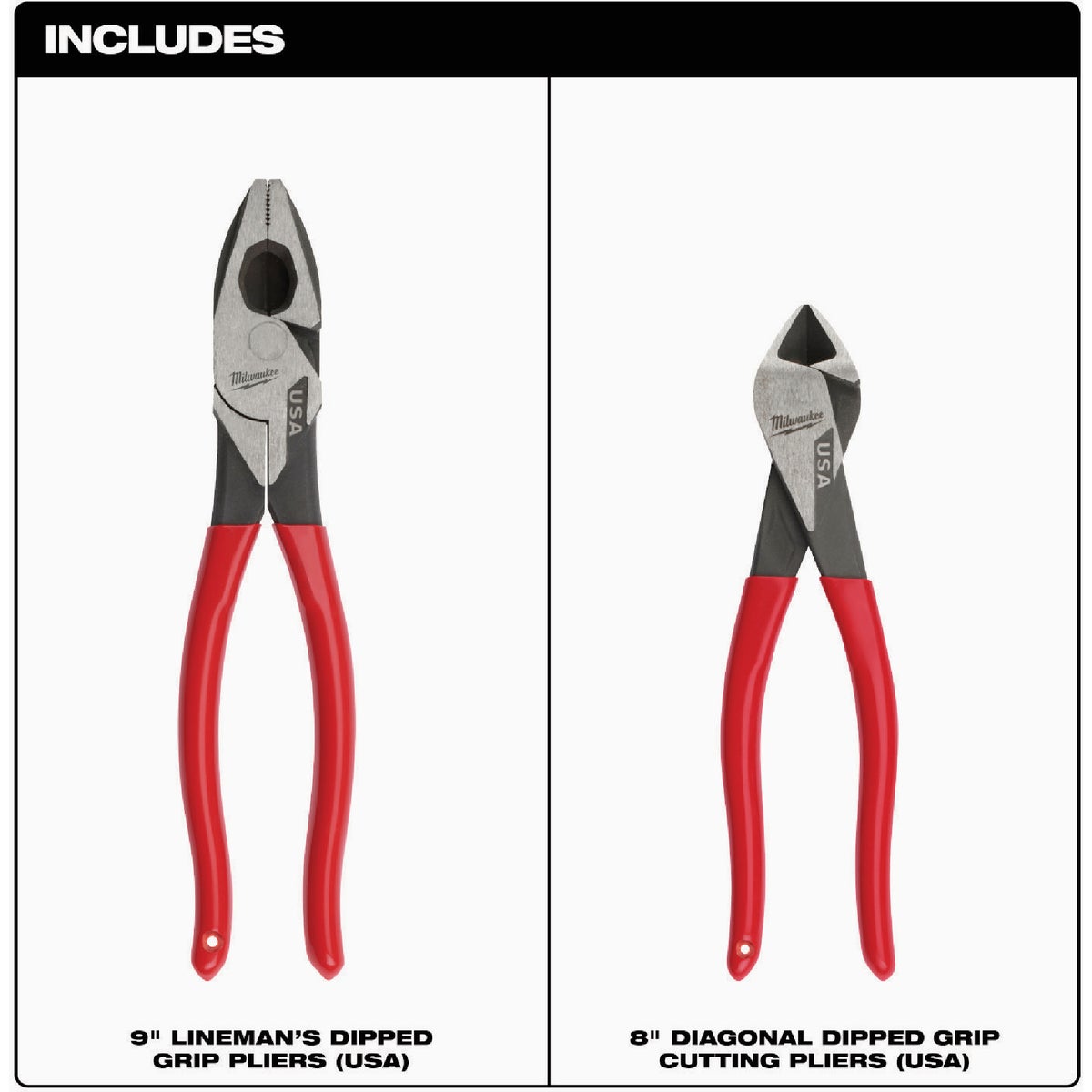 Milwaukee Dipped Grip Cutting Pliers Set (2-Piece) Image 3