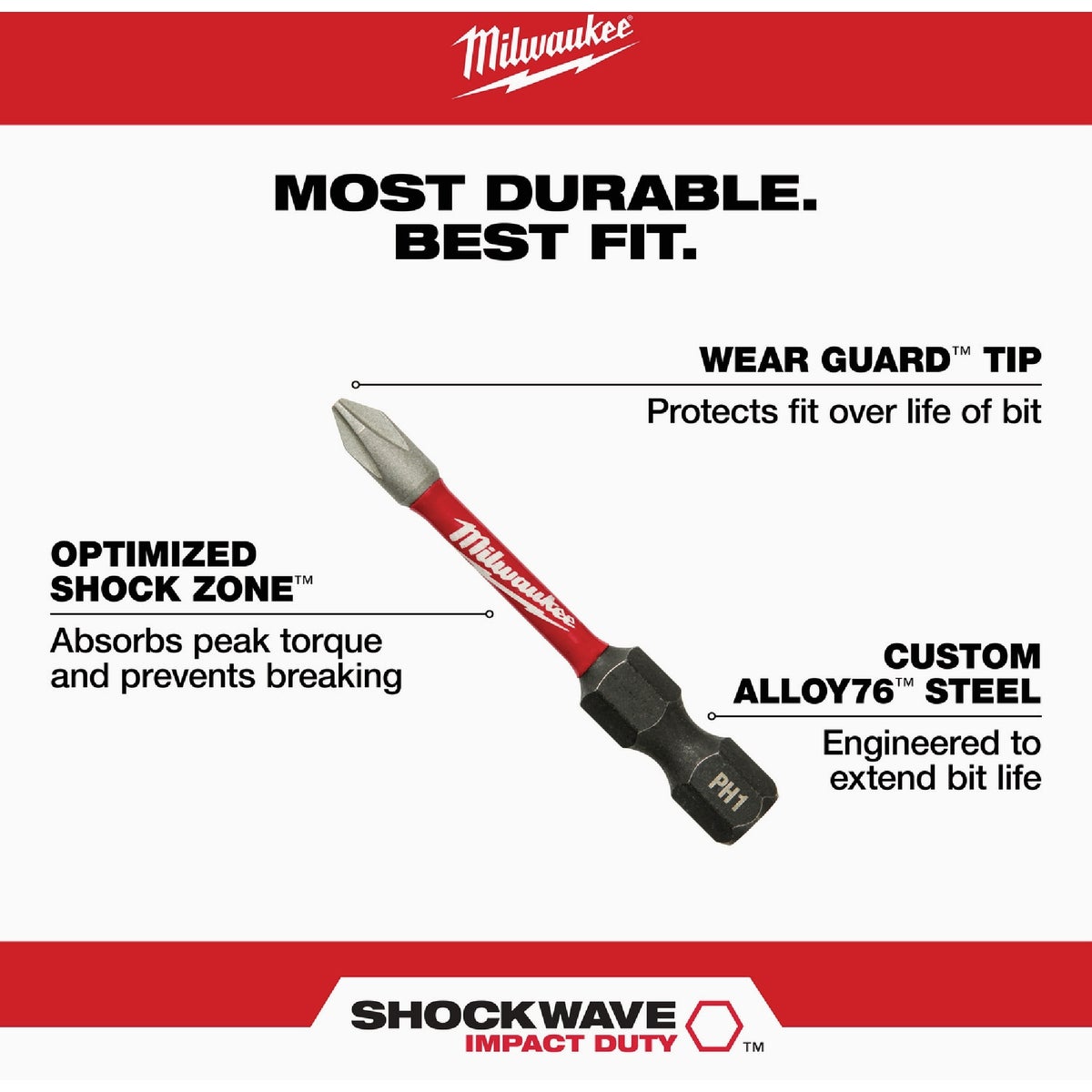Milwaukee SHOCKWAVE #2 Phillips 2 In. Impact Duty Screwdriver Bit (2-Pack) Image 4