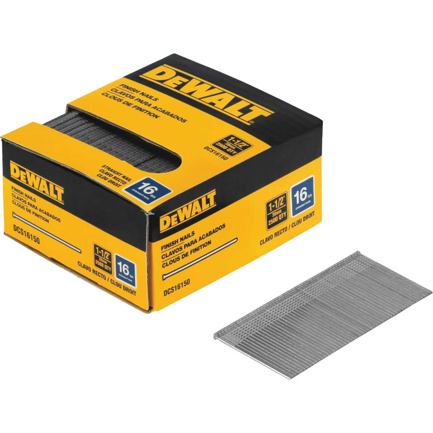 DEWALT 1-1/2 In. 16-Gauge Straight Finish Nails (2500 Ct.) Image 1