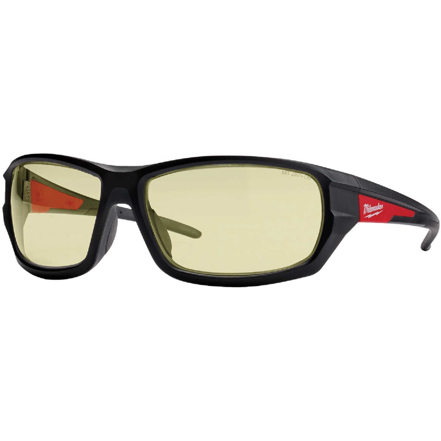 Milwaukee Performance Red & Black Frame Safety Glasses with Yellow Fog-Free Lenses Image 1