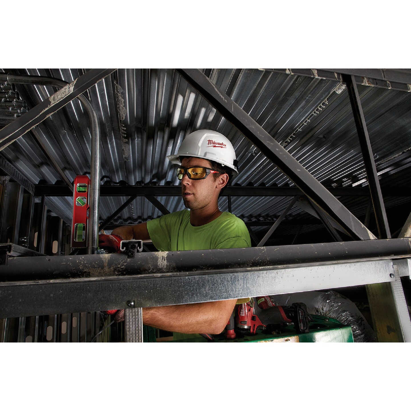 Milwaukee Performance Red & Black Frame Safety Glasses with Yellow Fog-Free Lenses Image 2