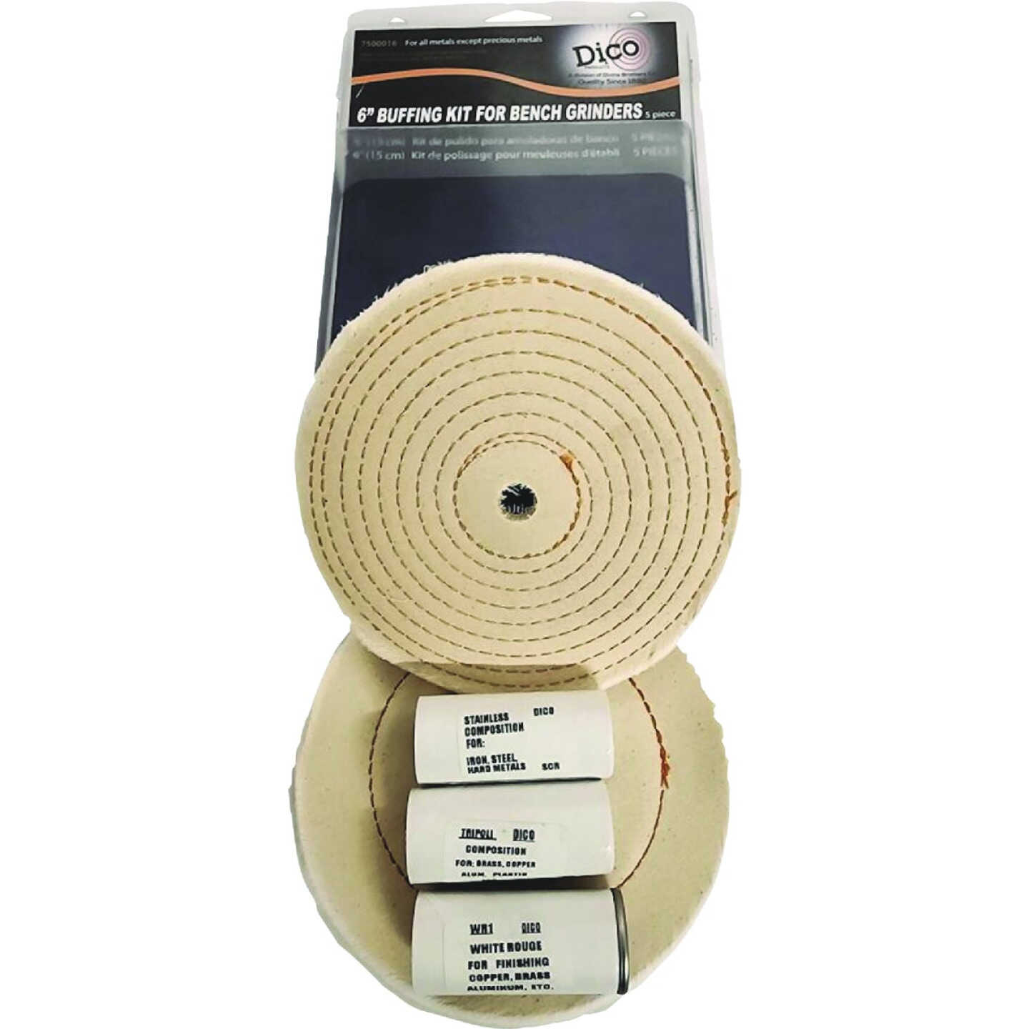 Dico 6 In. Buffing Kit with (2) Buffing Wheels & (3) Compounds Image 1