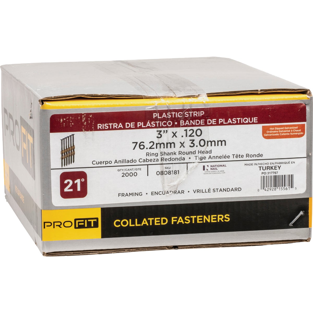 Pro-Fit 3 In. x 0.120 In. 21 Degree Plastic Strip Ring Shank Round Head Hot Dipped Galvanized Framing Stick Nails (2000 Ct.) Image 2