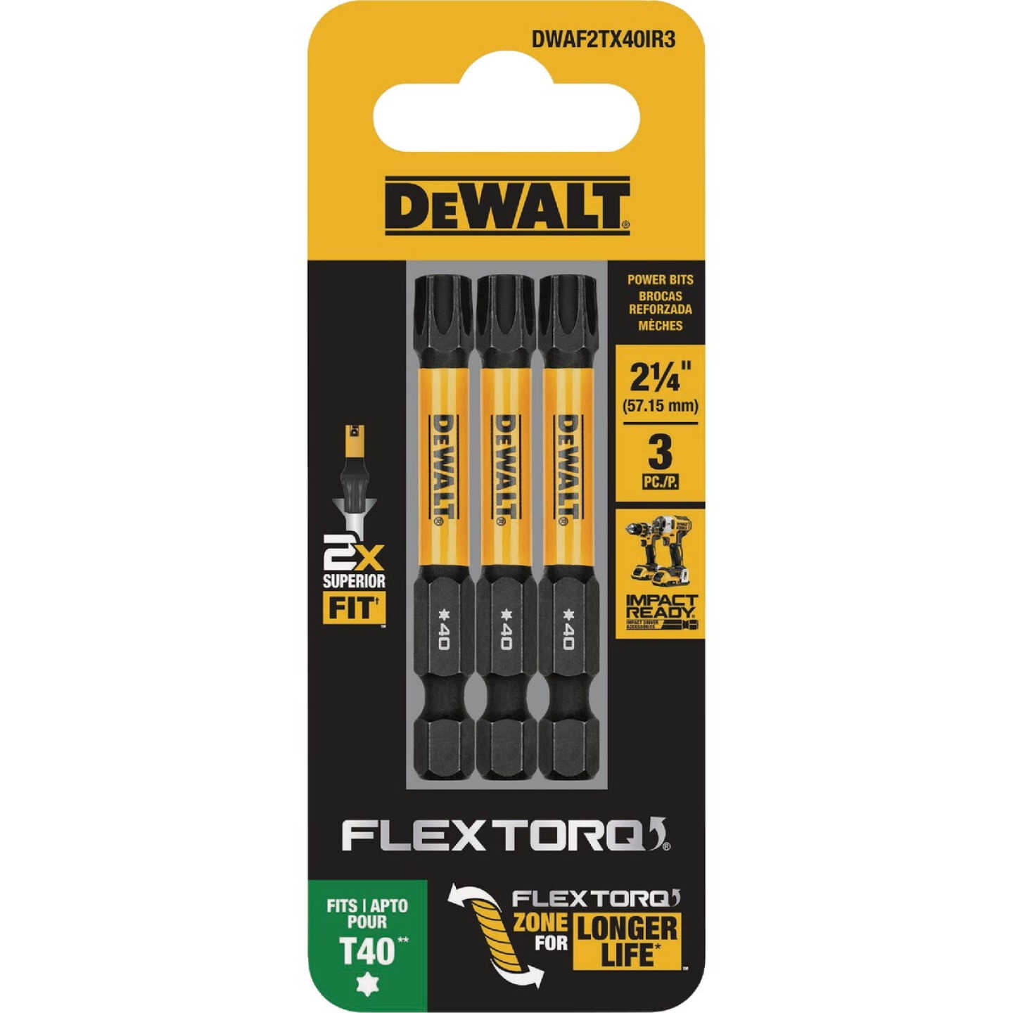 DEWALT FlexTorq 2 In. T40 TORX Impact Screwdriver Bit (3-Pack) Image 4