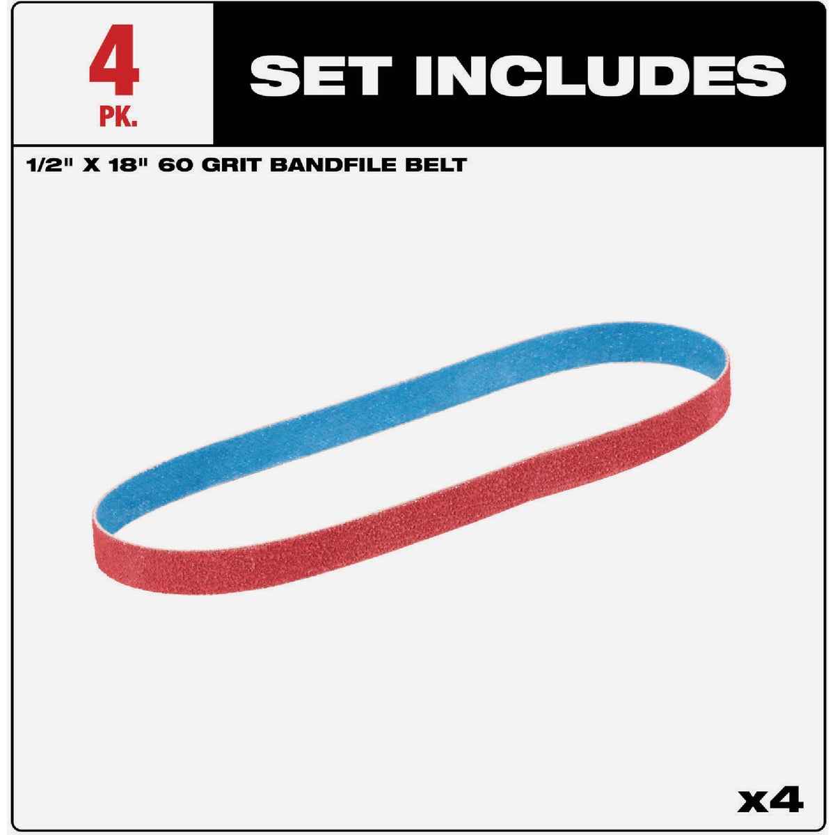 Milwaukee 1/2 In. x 18 In. 60 Grit Bandfile Belt (4-Pack) Image 2