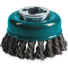 Makita X-LOCK 3-1/8 In. Knotted 0.02 In. Carbon Steel Cup Angle Grinder Wire Brush Image 1
