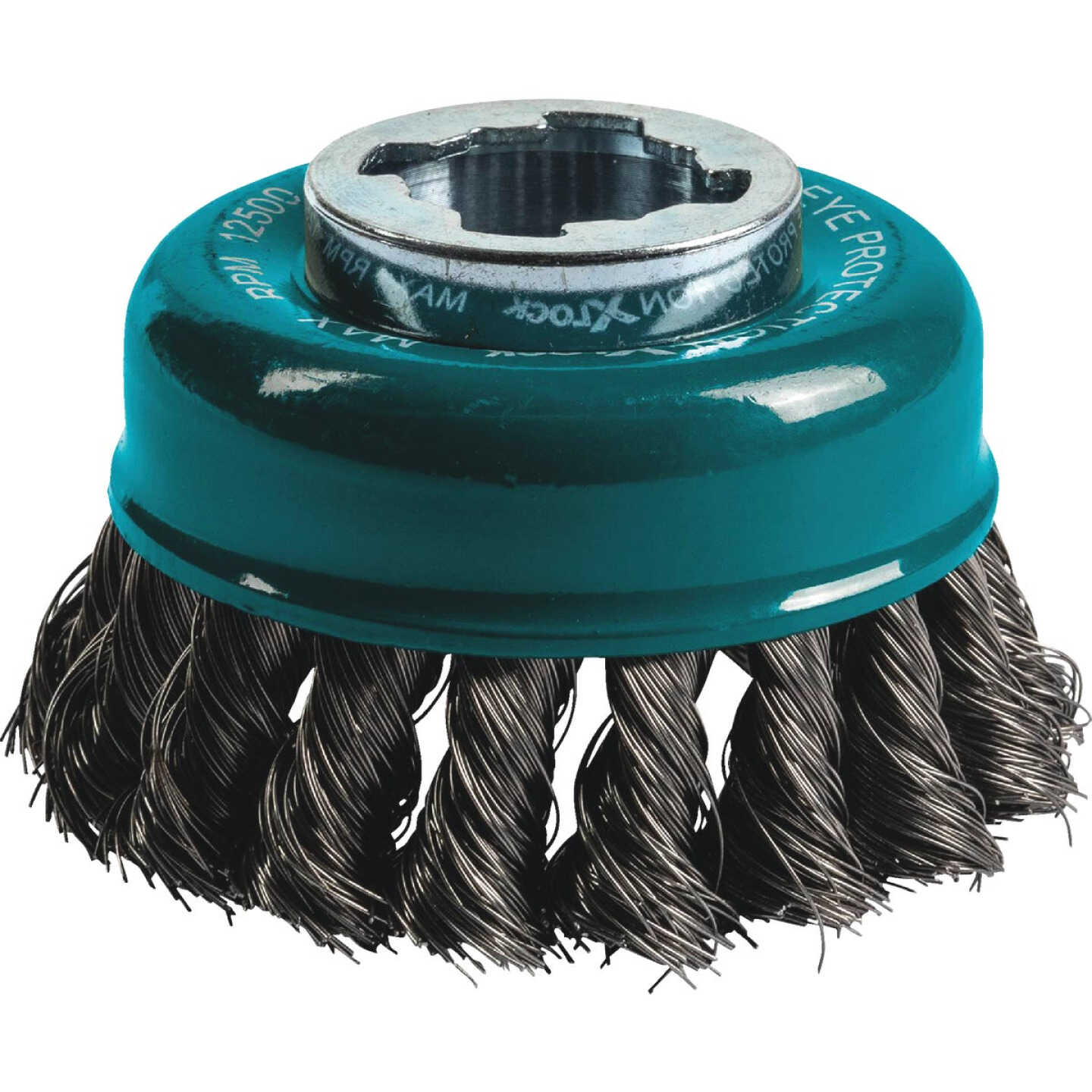 Makita X-LOCK 3-1/8 In. Knotted 0.02 In. Carbon Steel Cup Angle Grinder Wire Brush Image 1