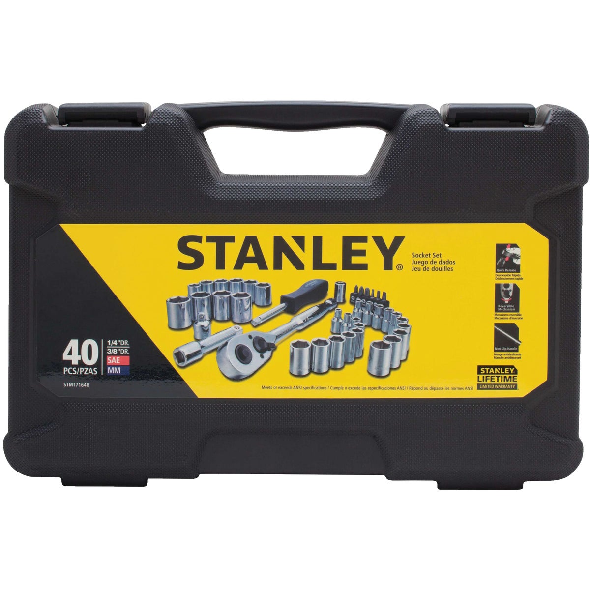Stanley Standard/Metric 3/8 In. Drive Combination Ratchet & Socket Set (40-Piece) Image 2