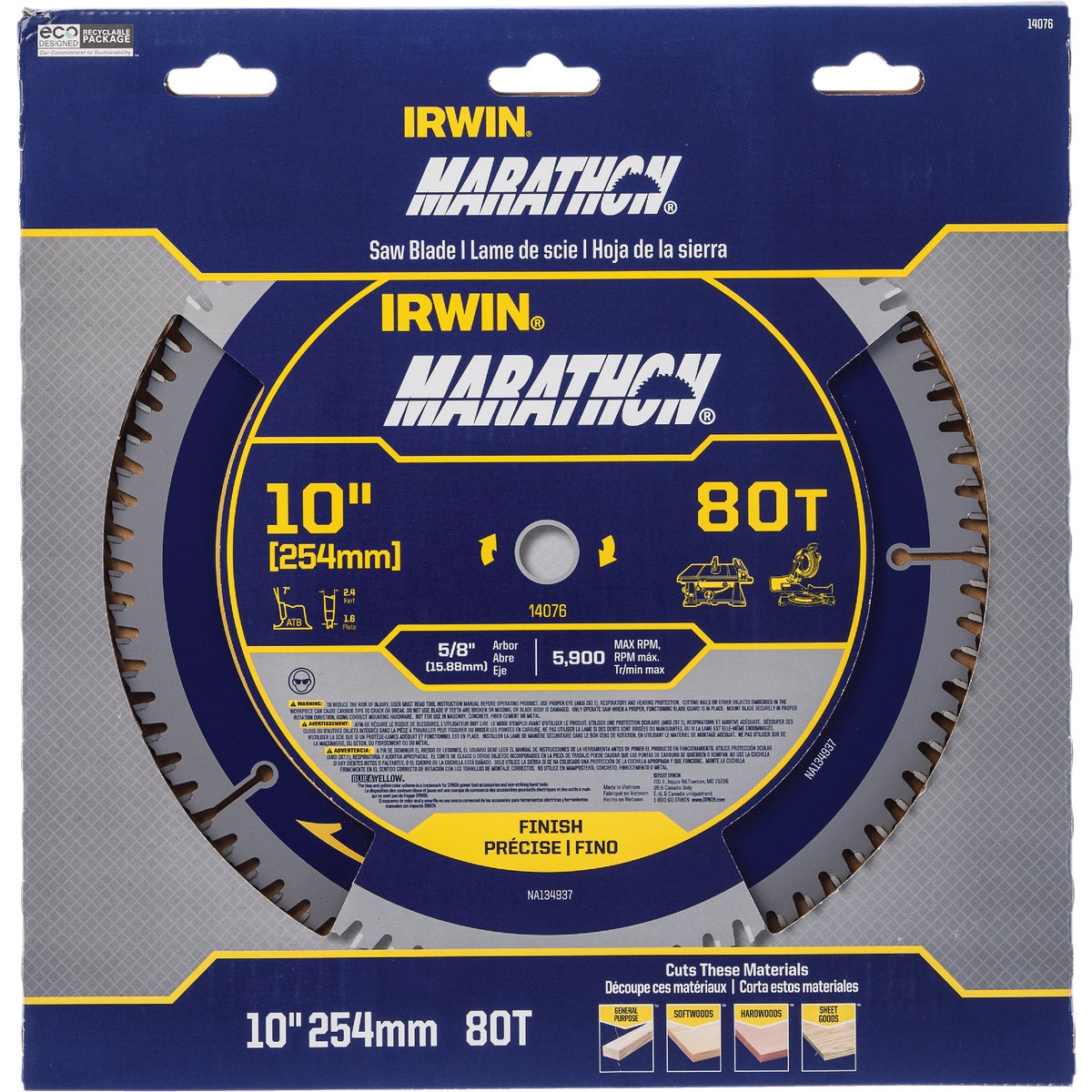 Irwin Marathon 10 In. 80-Tooth Trim/Finish Circular Saw Blade Image 2