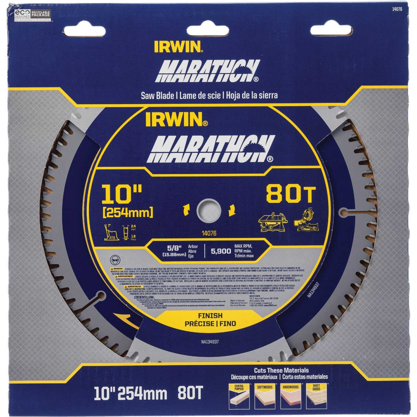 Irwin Marathon 10 In. 80-Tooth Trim/Finish Circular Saw Blade Image 2