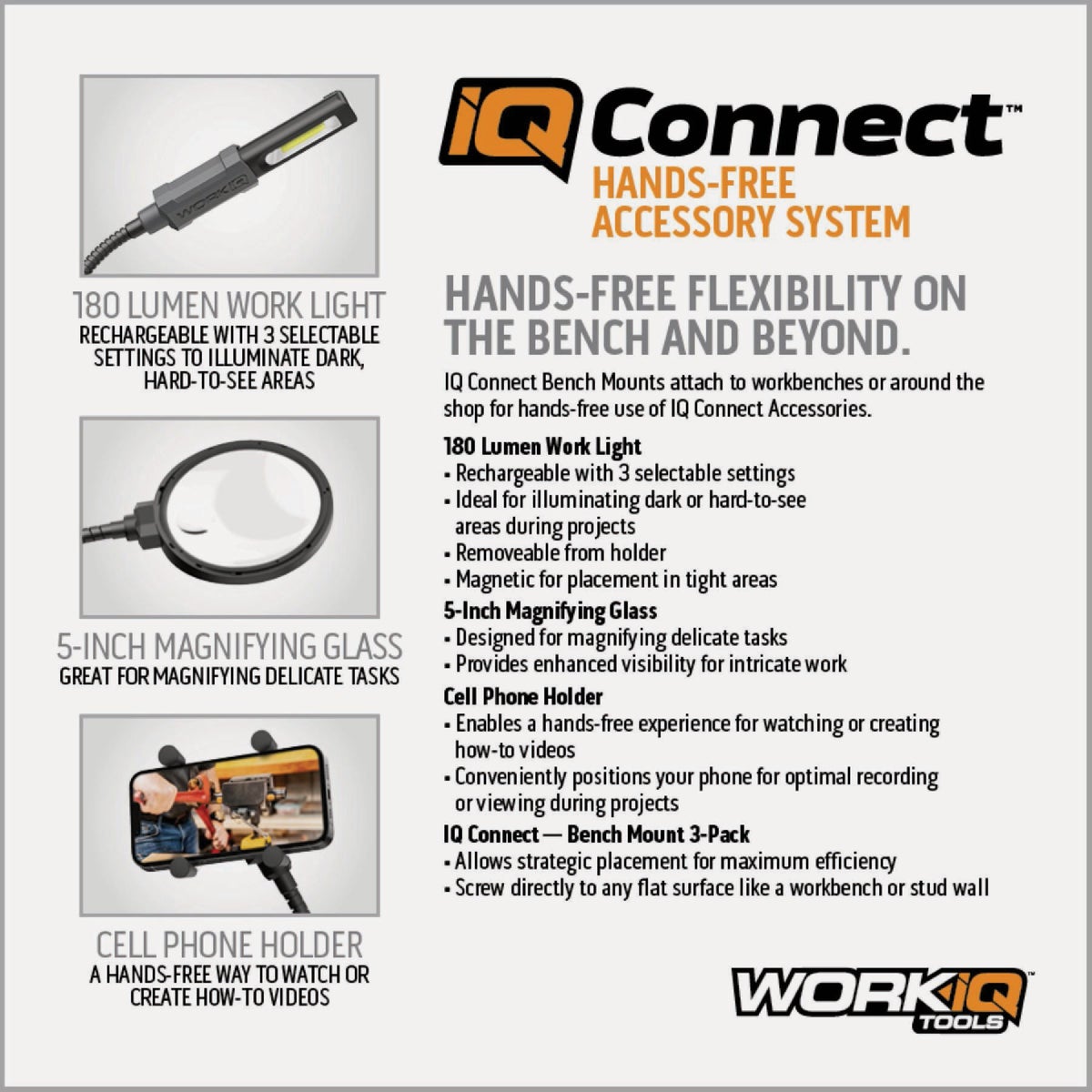 IQ Connect Hands-Free Accessory System with (3) Bench Mounts Image 3