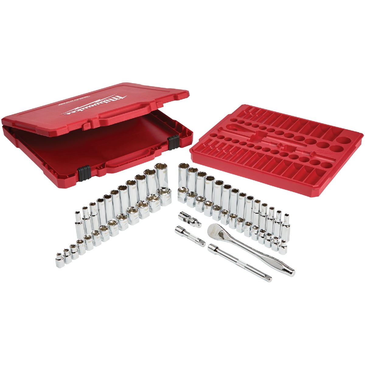 Milwaukee Standard/Metric 3/8 In. Drive 6-Point Ratchet & Socket Set (56-Piece) Image 1