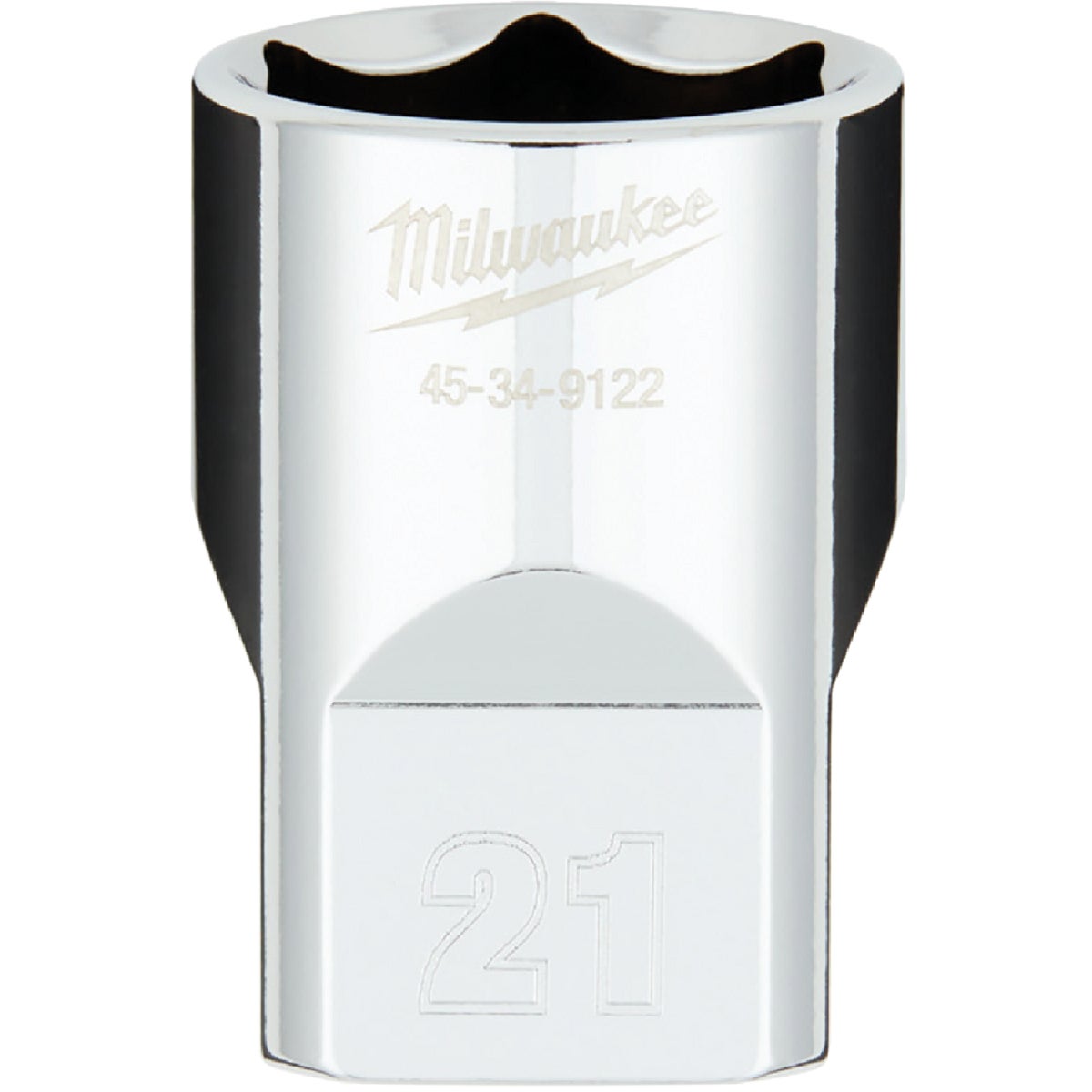 Milwaukee 1/2 In. Drive 21 mm 6-Point Shallow Metric Socket with FOUR FLAT Sides