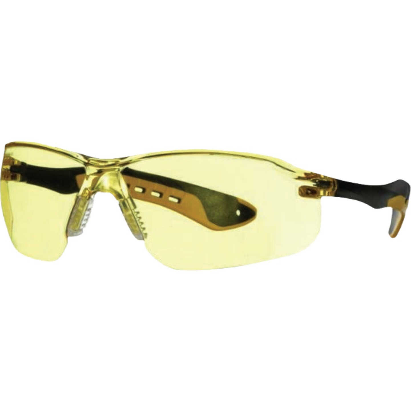 3M Black/Yellow Frame Flat Temple Safety Glasses with Anti-Scratch Amber Lenses Image 3