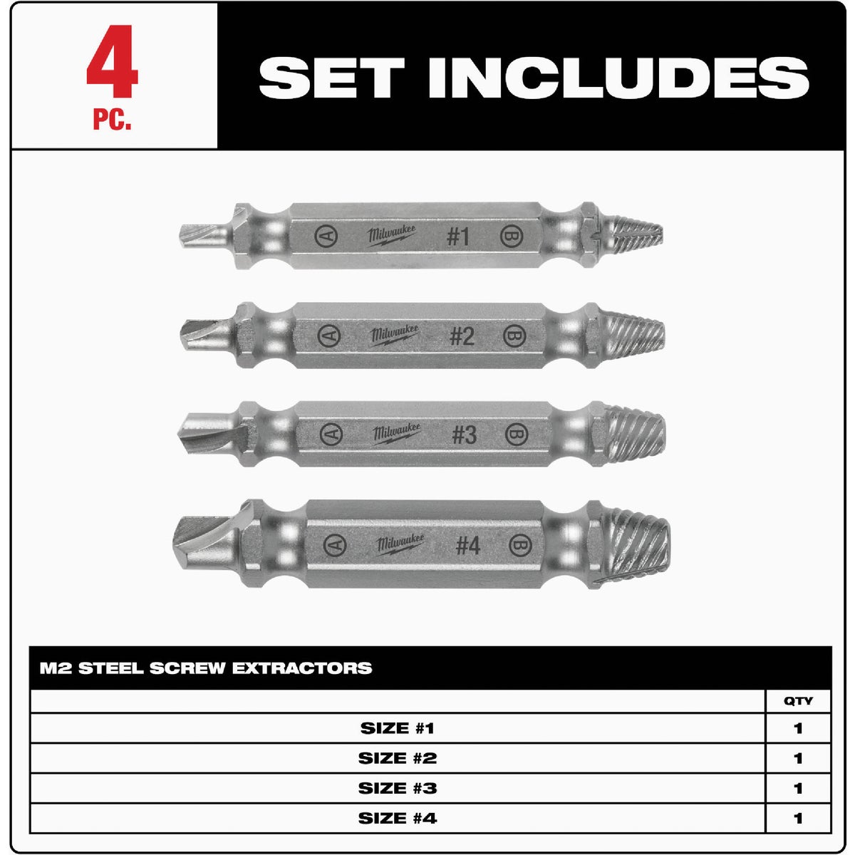 Milwaukee 4-Piece M2 Steel Screw Extractor Set Image 2