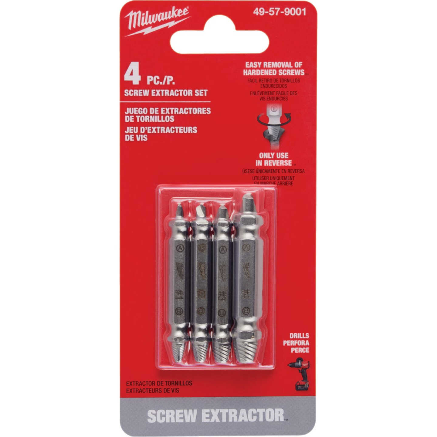 Milwaukee 4-Piece M2 Steel Screw Extractor Set Image 8