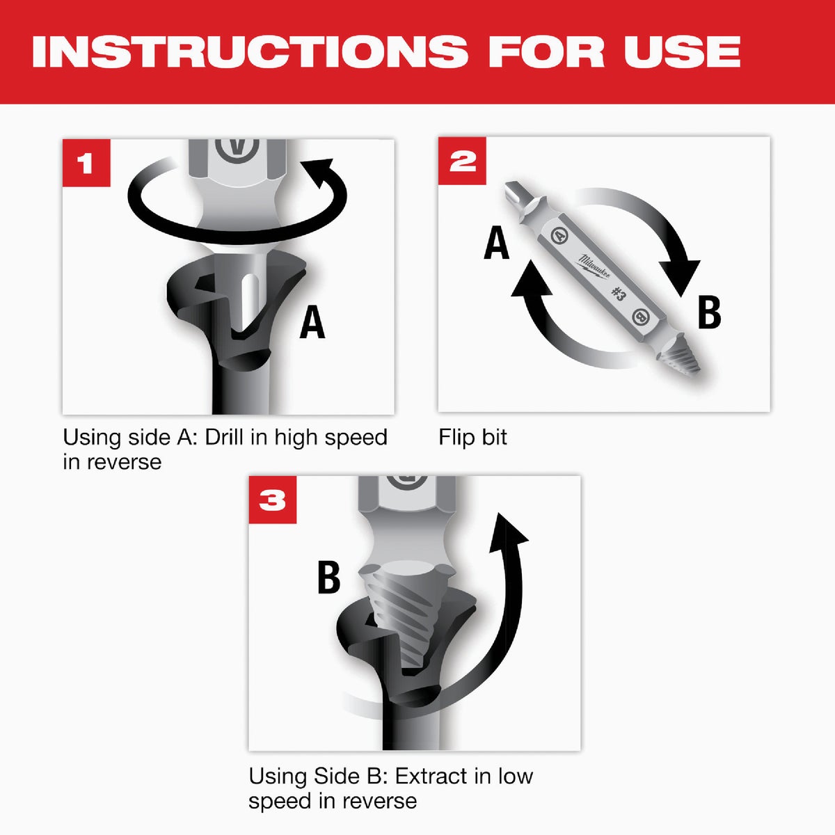 Milwaukee 4-Piece M2 Steel Screw Extractor Set Image 6