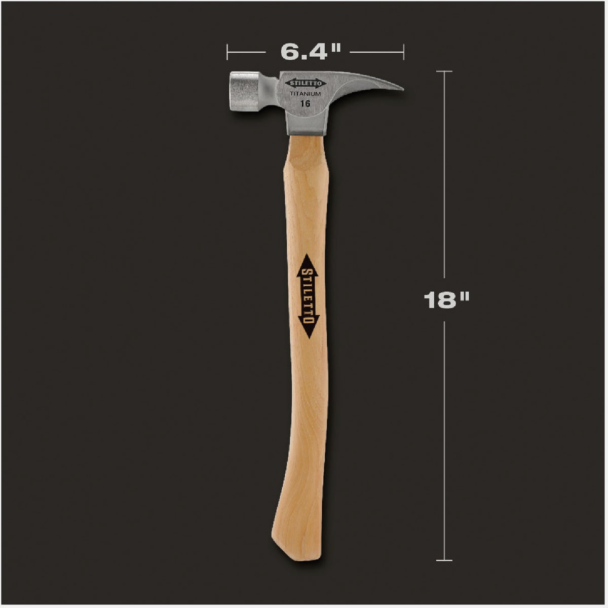 Stiletto 16 Oz. Smooth-Face Framing Hammer with Hickory Handle Image 4