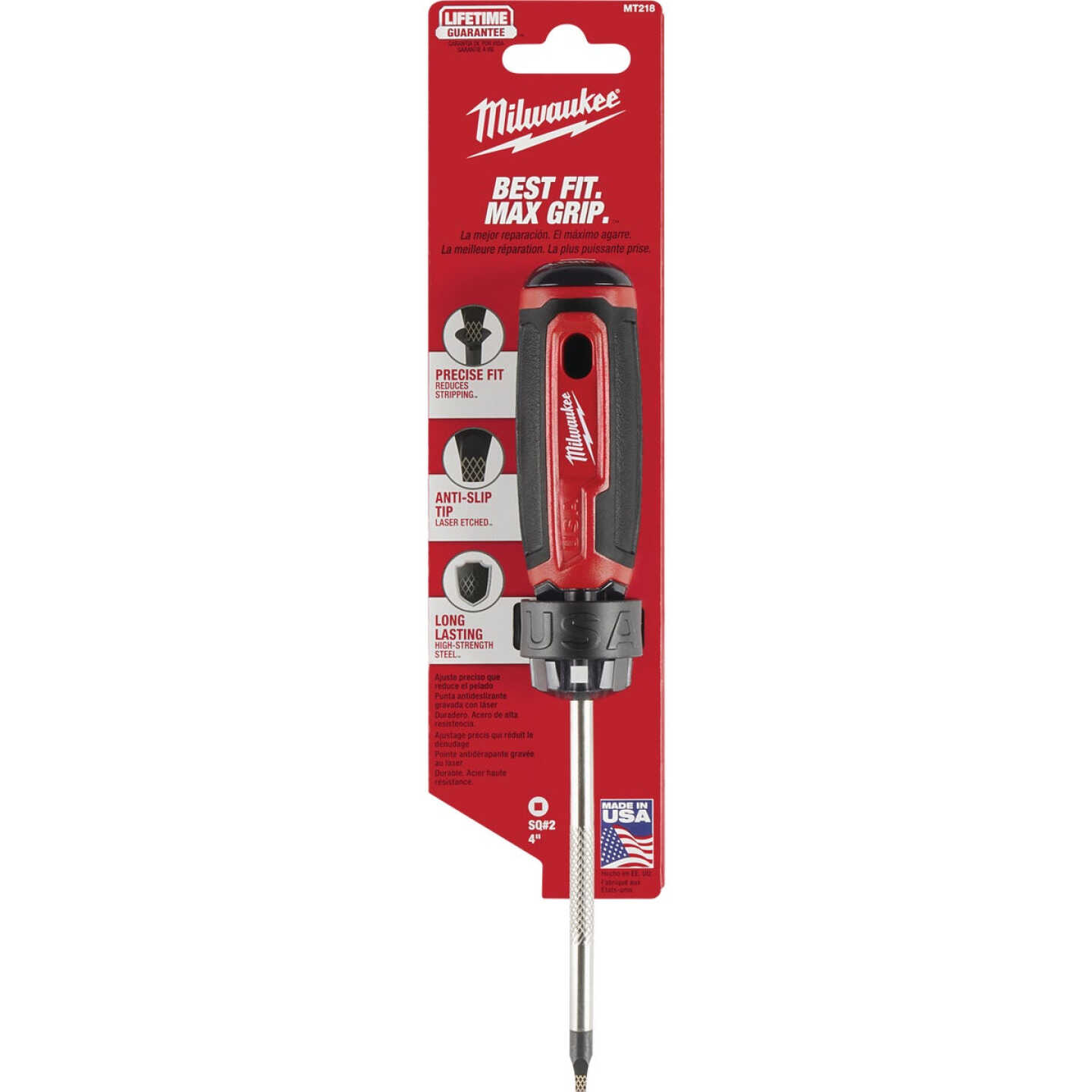 Milwaukee #2 x 4 In. Square Recess Cushion Grip Screwdriver (USA) Image 7