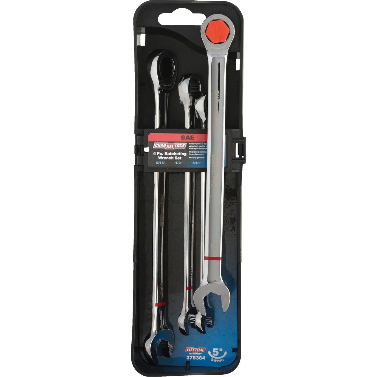 Channellock SAE 12-Point Ratcheting Combination Wrench Set (4-Piece)