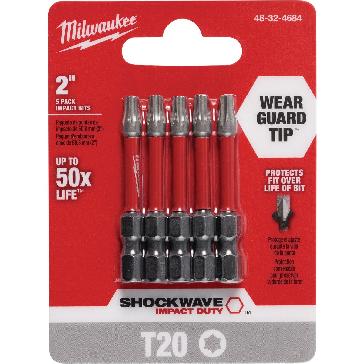 Milwaukee SHOCKWAVE T20 TORX 2 In. Power Impact Screwdriver Bit (5-Pack) Image 1