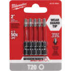 Milwaukee SHOCKWAVE T20 TORX 2 In. Power Impact Screwdriver Bit (5-Pack) Image 1